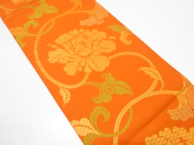 唐花模様織り出し　全通袋帯